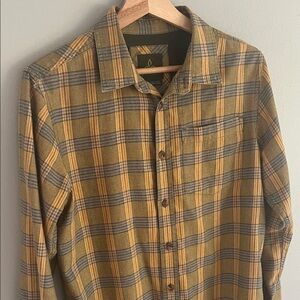 Prana Alabaster Flannel Plaid Men's Shirt Size Small